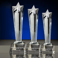 PuJiang Wholesale K9 Blank Crystal Trophy Awards Custom 3d Laser Engrving Hand Made Gift Box Trophies Badminton Trophy Sport