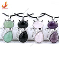 Natural Stone Fashion Jewelry Inlay Cat Powder Crystal Pendants for Necklace