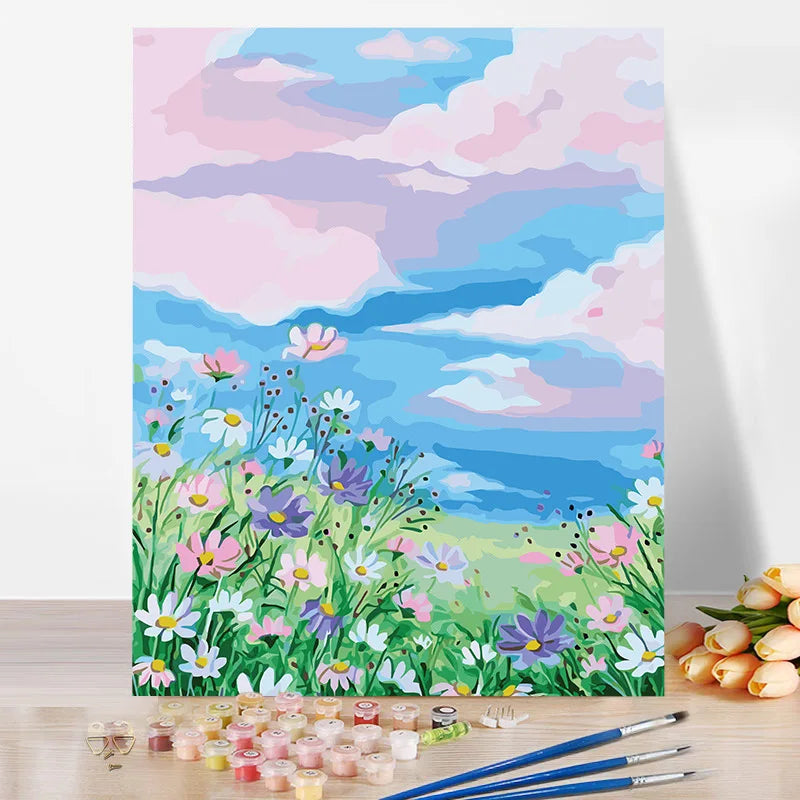 New DIY Oil Painting 40x50cm Paint by Number Kit Landscape Chinese Style Adult Painting by Numbers Canvas Drawing With Brushes