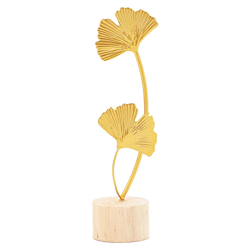 Nordic Simple Light Luxury Iron Ginkgo Leaf Furnishings Creative Home Table Soft Decoration Metal Handicraft
