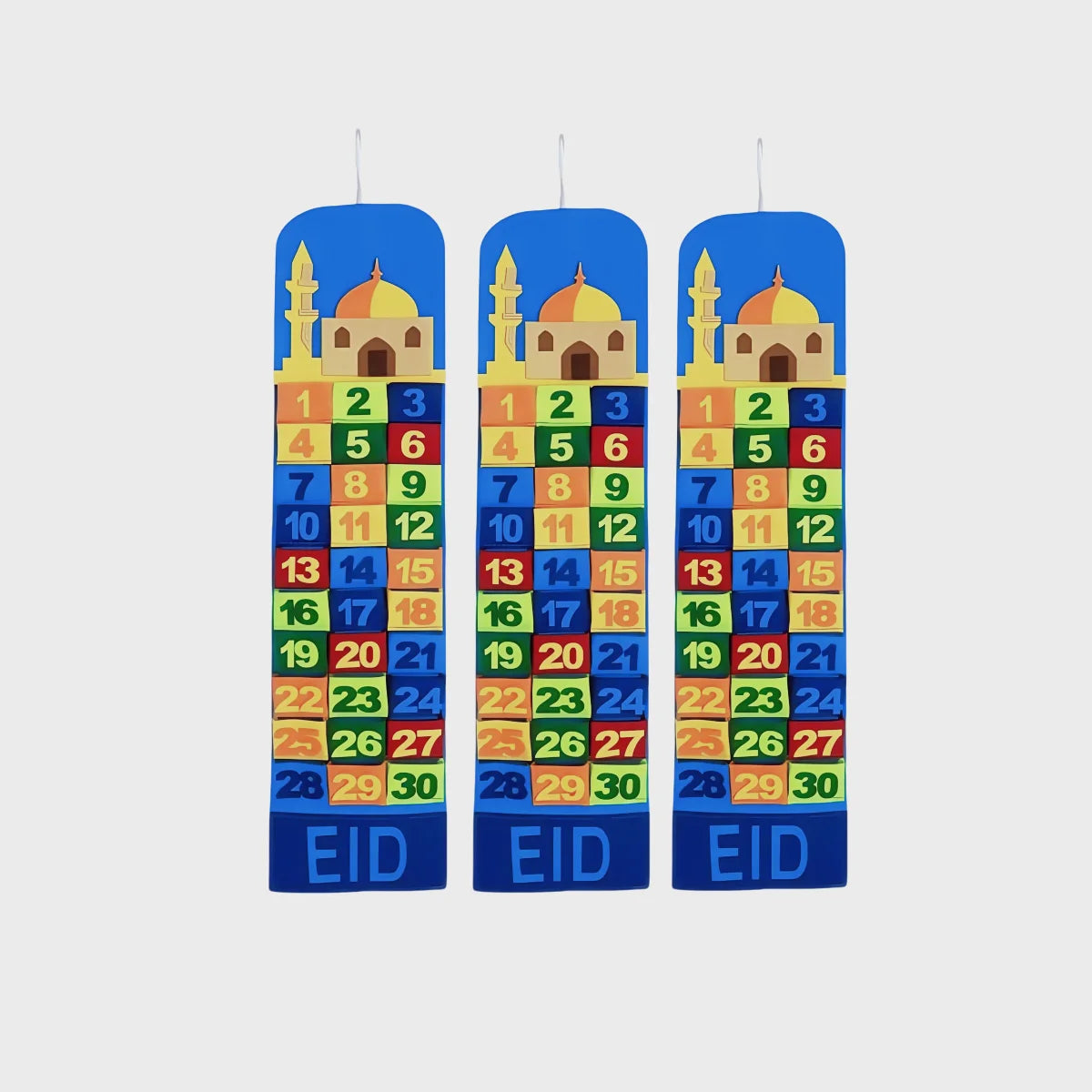 Felt Eco-friendly Ramadan Calendar EID Mubarak Countdown 30 Days Pockets Decorative Door Hanging Home Decorations Gifts 28x50cm