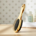 Naturally Double-sided Bamboo Handle Stainless Steel Sisal Boar Bristle Cleaning Hair Grooming Bath Brush