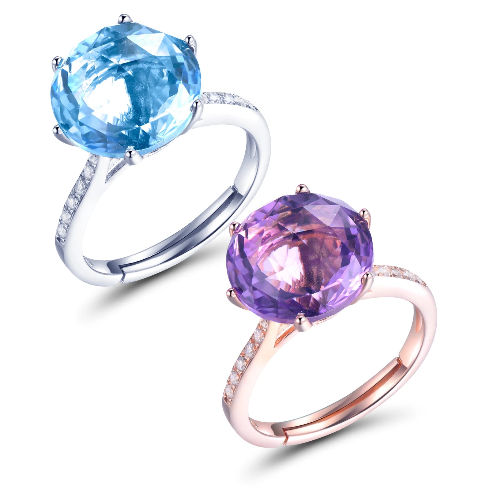 Jewelry Manufacturer New Arrival Design Sterling Silver 925 Gemstone Jewelry Ring Stones Cubic Zirconia Topaz Amethyst Ring