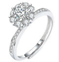 Abiding Jewelry Luxury 925 Sterling Silver Ring Adjustable Cluster Flower Shaped Moissanite Engagement Wedding Rings for Women