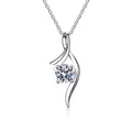 925 Sterling Silver Classic Moissanite Pendant Necklace Simple Fashionable Design for Gift Engagement or Anniversary