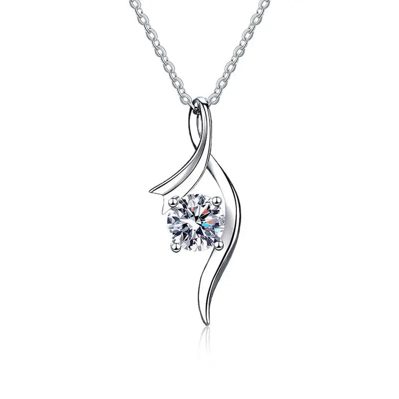 925 Sterling Silver Classic Moissanite Pendant Necklace Simple Fashionable Design for Gift Engagement or Anniversary