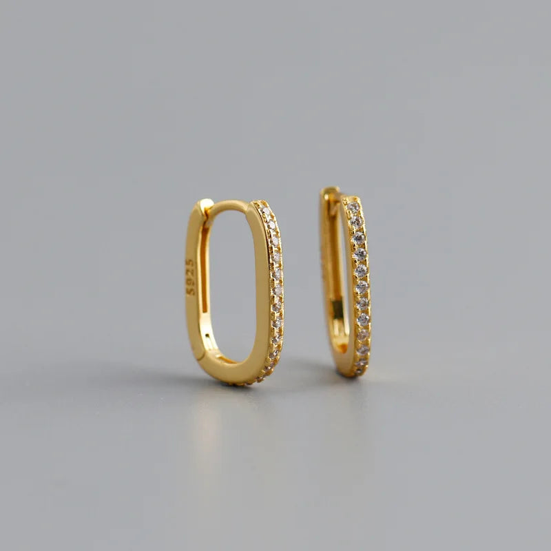 Luxury 925 Sterling Silver Square Hoop Earrings Gold-Plated Vintage Design with Trendy Zircon for Women for Weddings Parties