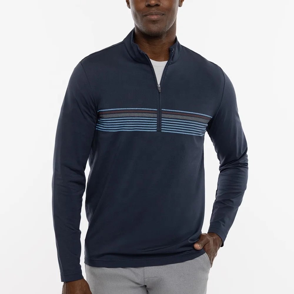 Custom Logo Men's Fleece Three Quarter Pullover Print 1/4 Quarter Zip Pullover Sports Top Golf Apparel