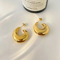 Hot Selling Earrings Stainless Steel Plated 18K Gold Hollow Exaggerated Wave Ear Ring Female