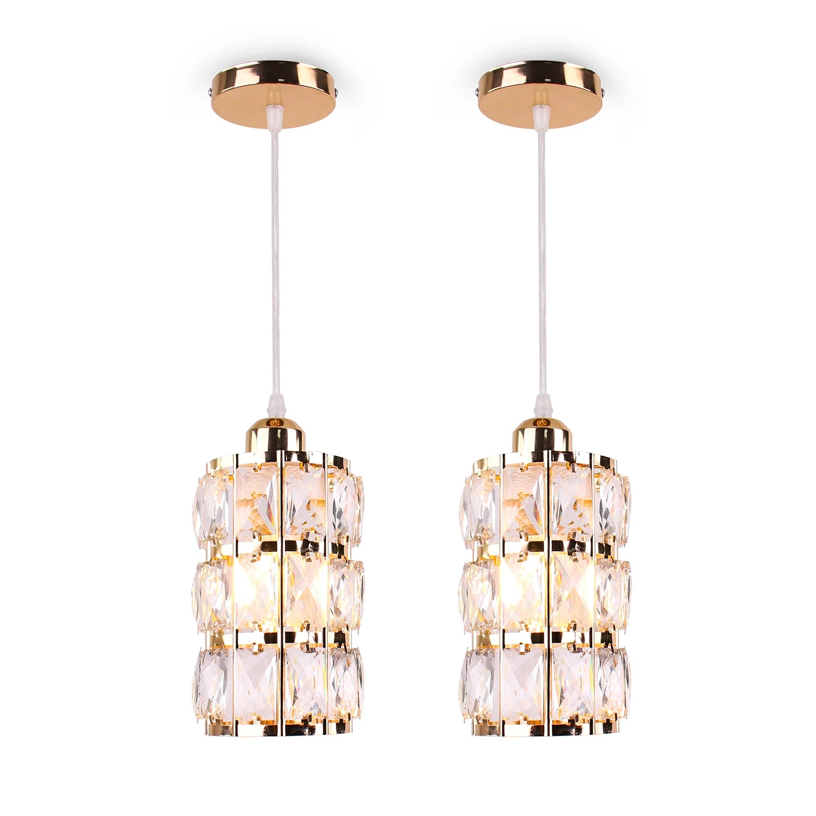 Modern Atmoseric Three-Layer Golden Pendant Light Crystal Stainless Steel Hanging Disc Lamp Dining Room Living Room Corridor
