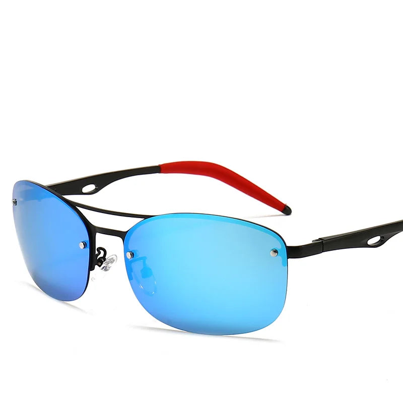 Hot Selling Aluminum Spring Driving Sunglasses Mens River Rimless Polarized Sunglasses