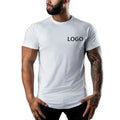 Quick Dry Short Sleeve Custom Logo Gym Cotton T-Shirt Fitness Body Building Sportswear High Elasticity Print Men's Tshirts