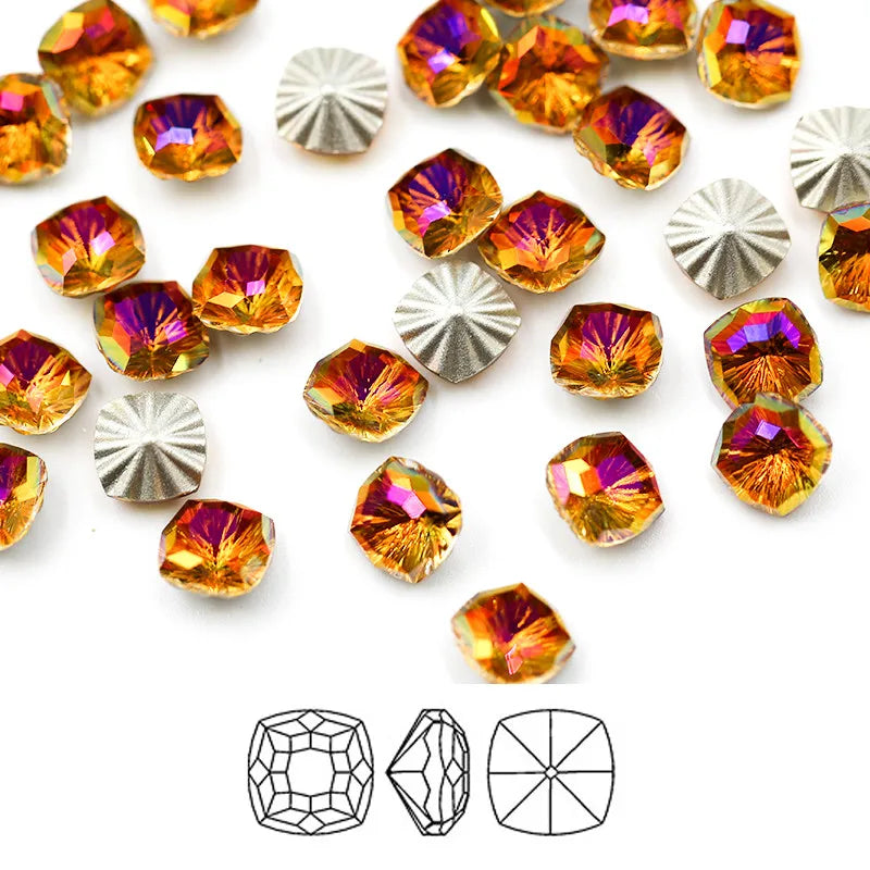 Paso Sico Popular Top Quality Mystic Square Astral Pink K9 Glass Point Back Crystal Stone for Jewelry Nail Art Accessories DIY Design