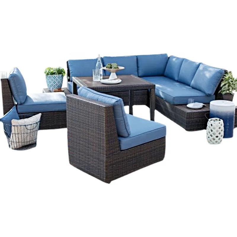 Modern Leisure All Weather Patio Garden Hotel Pool Rattan Sofa Set Outdoor Aluminium Furniture Wicker Sofa with Cushion