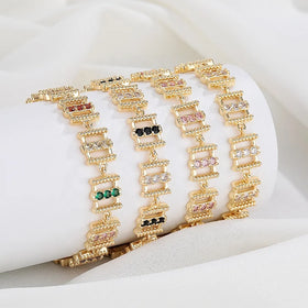 Hd Jewelry Vibrant Elegance Wholesale Color Zircon Fashion Jewelry Bracelets in 18K Gold Plated Jewelry