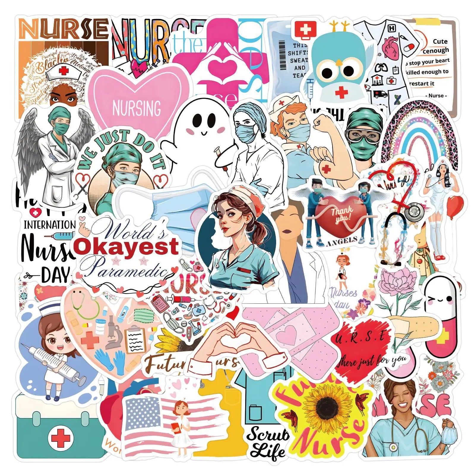 50PCS Medical Healthy Decals for Nurse Gift International Nurse Day Sticker
