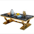 Factory WholesaleLuxury Home Furniture Centre Tables Living Room Gold Stainless Steel Frame Square White Marble  Coffee Tables