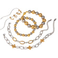 Women's Elegant Stainless Steel Bracelet Chain Mixed Colors Waterproof Tarnish-Free Fashion Jewelry Set Bangles