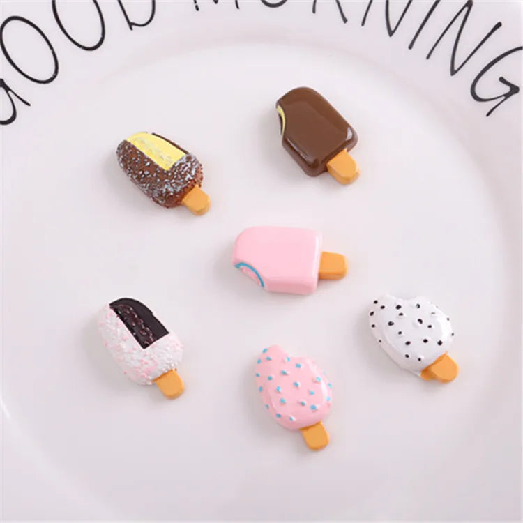 Ice-lolly Flatback Resin Cabochons Simulation Food Popsicle a Bite of Ice Cream Dollhouse Miniature Decoration DIY