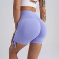 Solid Color Drawstring Workout Tight-Fitting Cycling Jogging Fitness High Waist Push up Workout Gym Short Leggings for Women