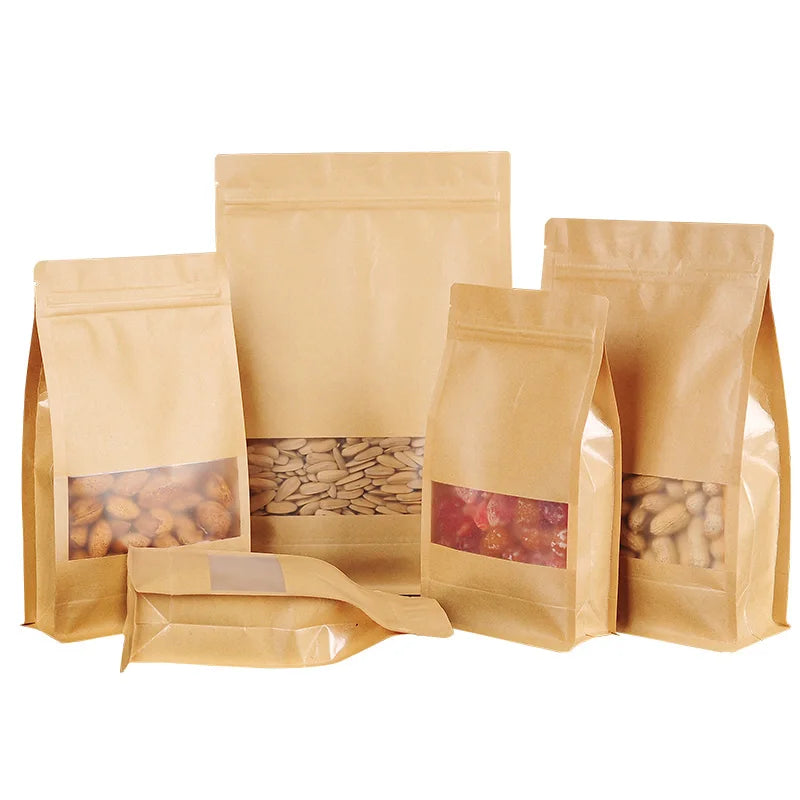 Custom Hard Resealable Soft Touch Compostable Rice Biscuit Cereal Hermetic Pouch Flat Bottom Bag for Chocolate Kraft Paper Food