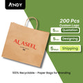 Customized Kraft Brown Paper Bag with Handles for Grocery and Restaurant Carry Bags for Promotions