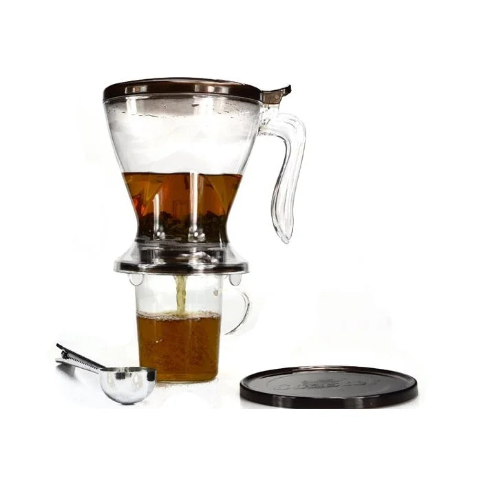 Customized 600ML Smart Easy Tea Steeper Bottom Drip Tea Maker with Infuser Teapot Coaster for Coffee