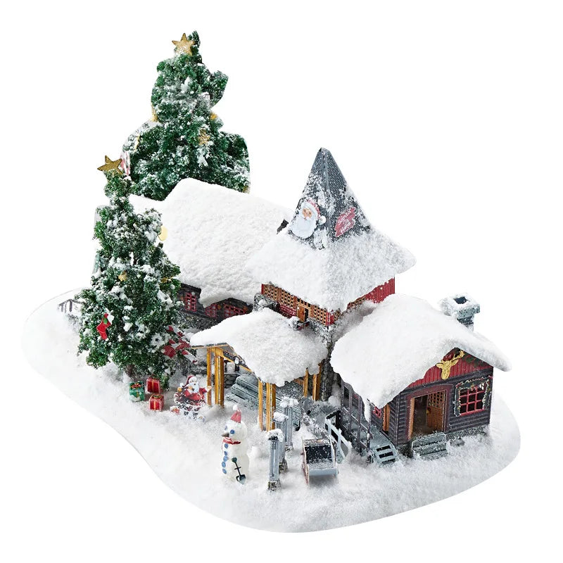 2022 New High Reduction Christmas Village Scene Decoration Set Metal Assembly Model Santa Claus Village