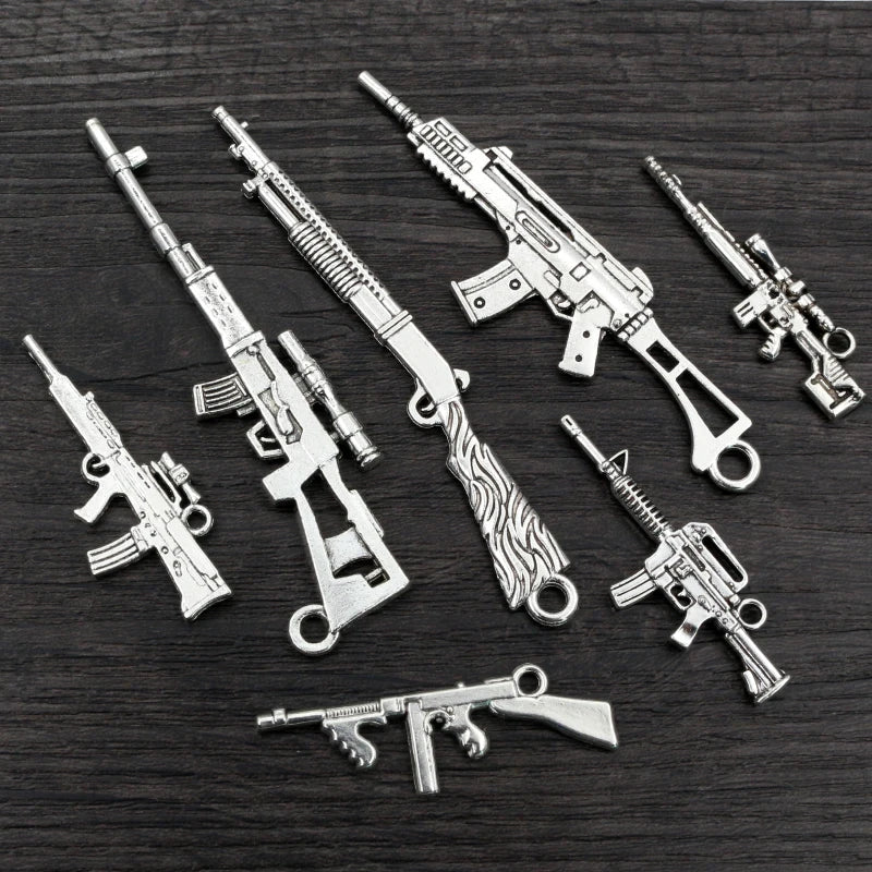 10pcs Antique Silver Plated Spear Gun Charms Pedants DIY Jewelry Making Accessories for Necklace Keychain Craft Findings