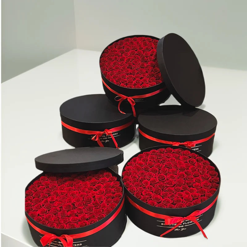 Custom Velvet Immortal Flowers Luxury Preserved Roses Box Forever Rose Suede Box for Christmas and Valentine's Day