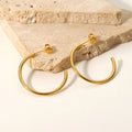 Fashion Simple Ladies Jewelry 18k Gold Plated C-shaped Thin Earrings Stainless Steel Earrings for Women
