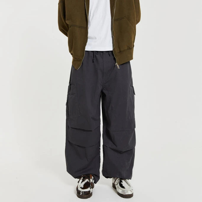 Fashion Custom Clothes Men Grey Topograph Parachute Embroidery Scene Overalls Stacked Sweat Sports High Quality Brand Pants