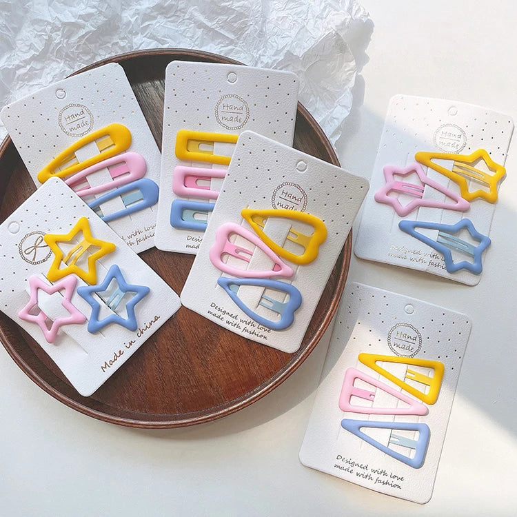 Lovely 3 Sets of Candy-Colored Alloy BB Clip Star Shaped Hair Decoration for Little Girls Cute Children's Headdress