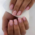 24 Pcs/set Soft Acrylic 4296 Elegant Nails with Metallic Accents Short Square French Press on Nails Artificial Fingernails