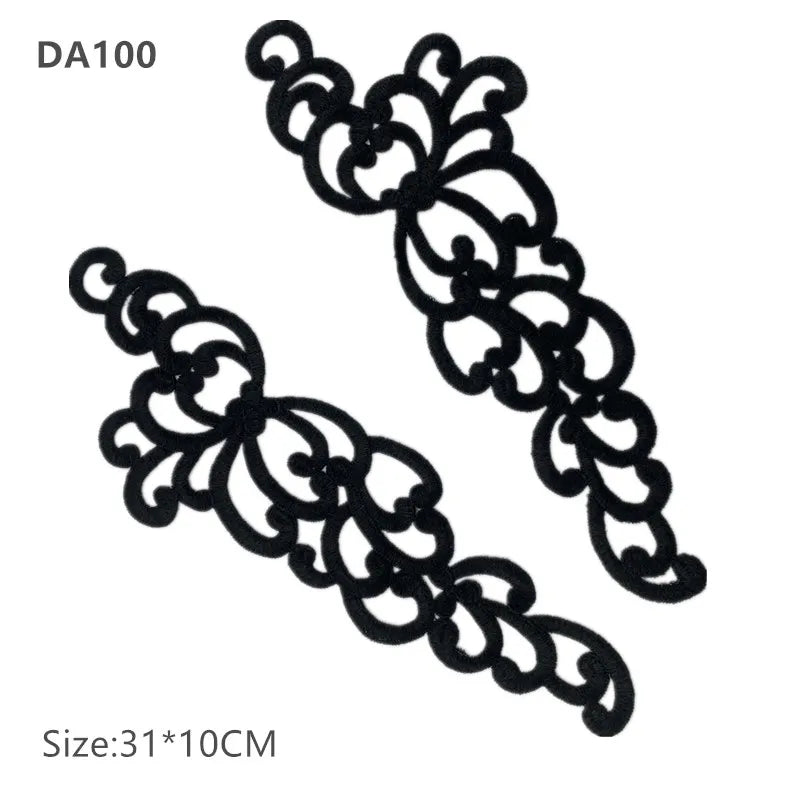 White Gold Black Flower Floral Lace Fabric Sewing Trim Wedding Dress Applique Lace Patch