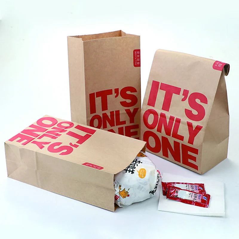 Custom Printed Baked Takeaway Toaster Bag with Custom Logo Greaseproof Biodegradable Kraft Paper Bag for Pizza Nuts & Jelly