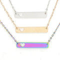Blank logo Geometric Stainless Steel 18Inch Necklace Pendant Fashionable Rectangular Hollow Heart Long Bar Pendant Necklaces