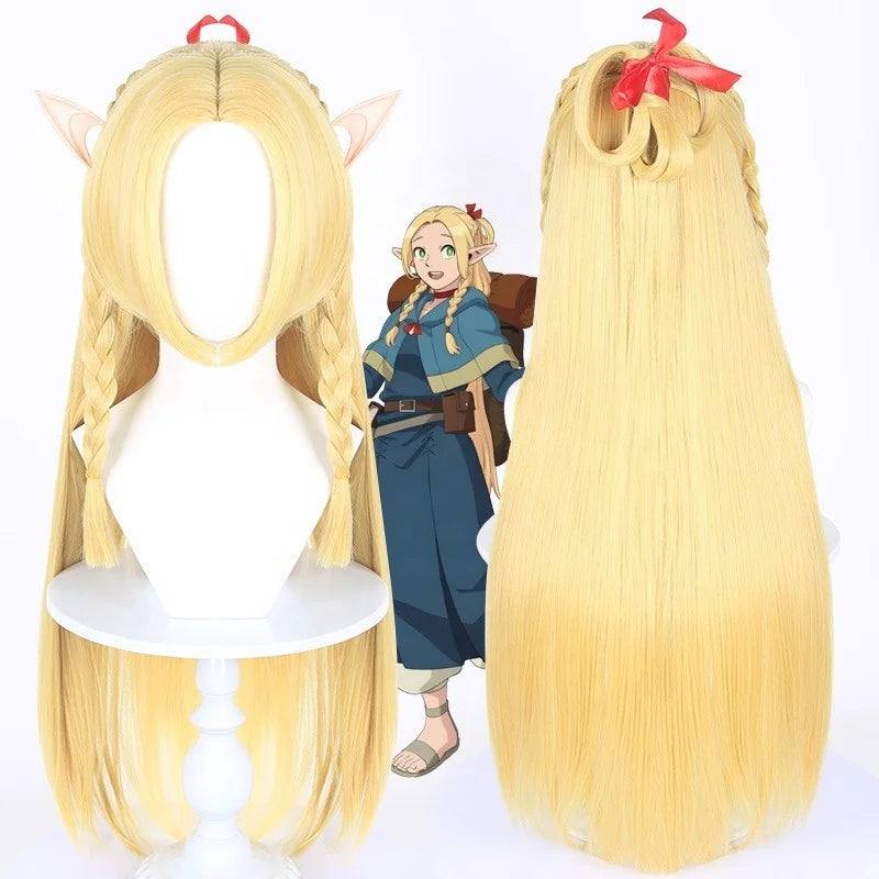 Wholesale Delicious in Dungeon Marcille Donato Wig Cosplay 75cm Long Blonde Straight Synthetic Anime Heat Resistant Hair Wig