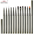 YALIXIN Custom Manicure Thin Paint Liner Acrylic Nail Art Brush Private Label OEM Kolinsky/Nylon Hair Flat/Oval Metal Handle