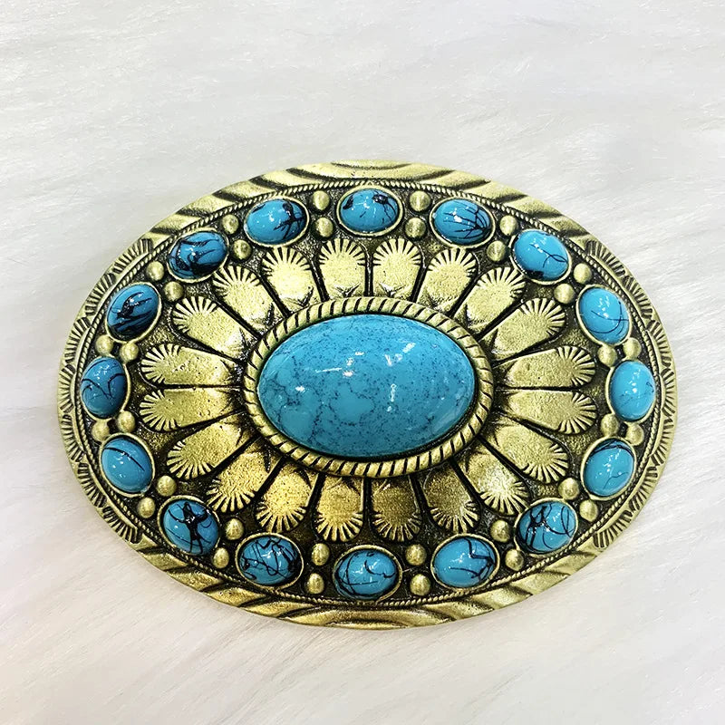Wholesale Turquoise Belt Buckles 40mm Brass Stainless Steel Zinc Alloy 3dWestern Cowboy Metal Belt Buckles for Woman