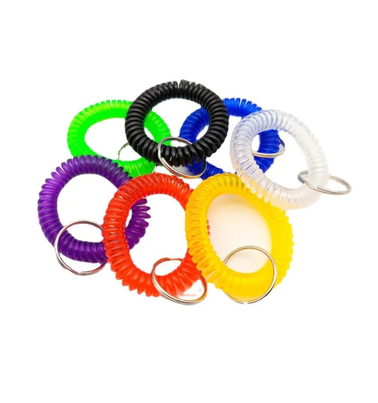 Colorful Plastic Spiral Wrist Key Chain Coil Keychain Wristband Spiral Keychain Holder