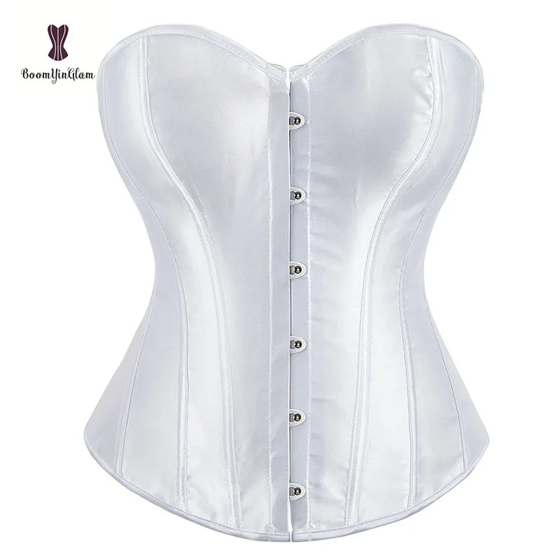 Plus Size XS to 6XL Gothic Lace Satin Corsets and Bustiers Fashion Open Cup for Wedding