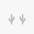 Ailmay Authentic 925 Sterling Silver Cactus Clear Zircon Stud Earrings for Women Girls Anti-allergy Fine Jewelry Gifts