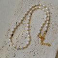 Zooying Freshwater Pearl Gold Bead Necklace Fine Jewelry Real Gold Filled Bead Tiny Pearl Necklace