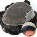 Quick Delivery Q6 PU Skin Swiss Lace extra Light 80% Density Human Hair Men Male Toupee With Front Lace Bleached
