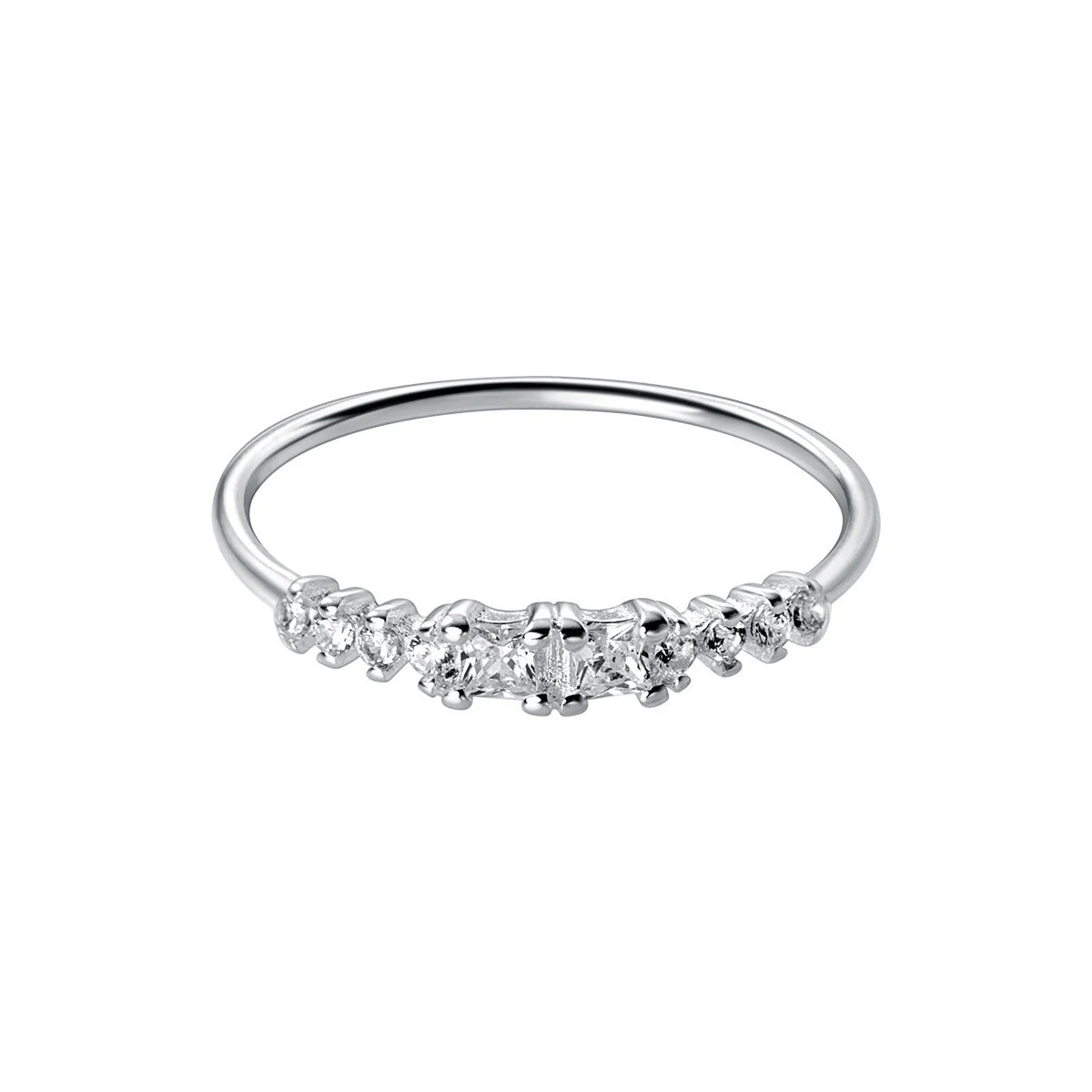 925 Sterling Silver Sparkling Geometric Clear Cubic Zirconia Fashion Exquisite Finger Rings for Women Fine Jewelry