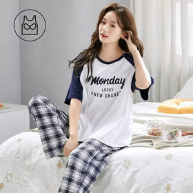2024 Short Cotton Pajamas Set New Nightshirt Wholesale Pijamas Woman Home Wear Girls Knit Nightgowns Size Summer Sleepwear