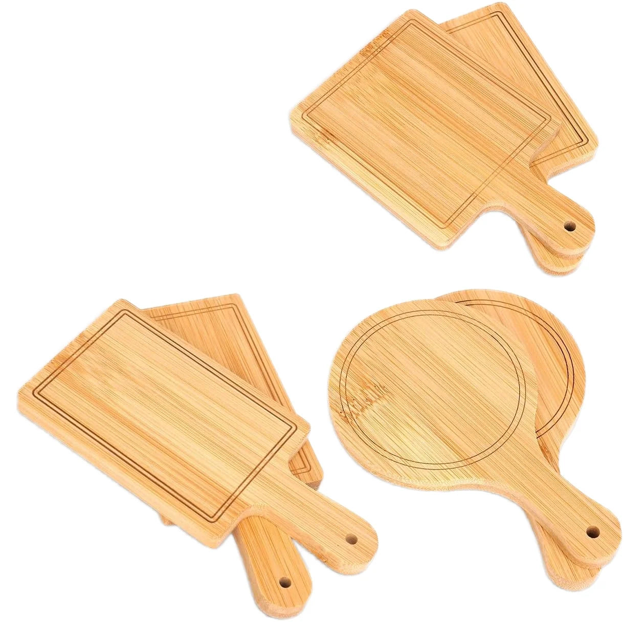 Eco-Friendly Bamboo Rectangle Pizza Tray Cutting Board Customized Size Serving Tray Chopping Block Set with  Kitchen