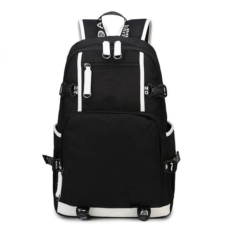 Vintage Japanese Style Durable Black School Bookbag Backpack With Letter Teenage Collage Backpack