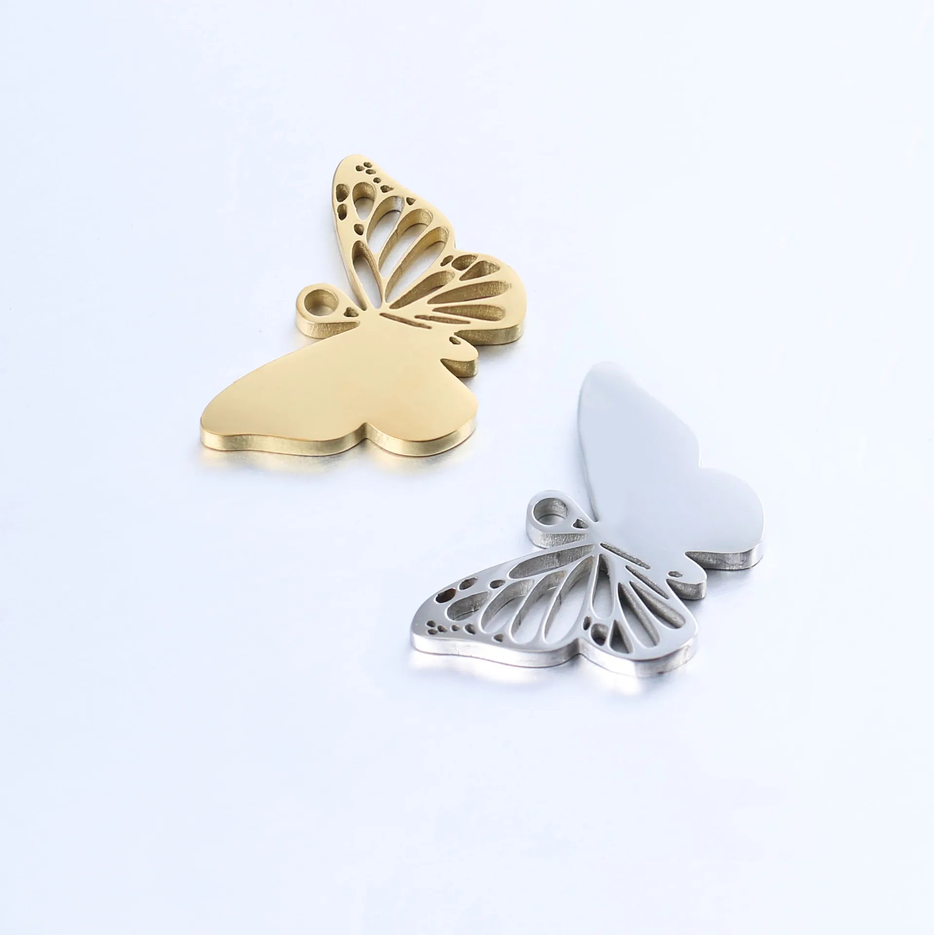 Wholesale Stainless Steel Polished Insect Butterfly Pendant Charms for Jewelry Bracelet Necklace Making Supplies